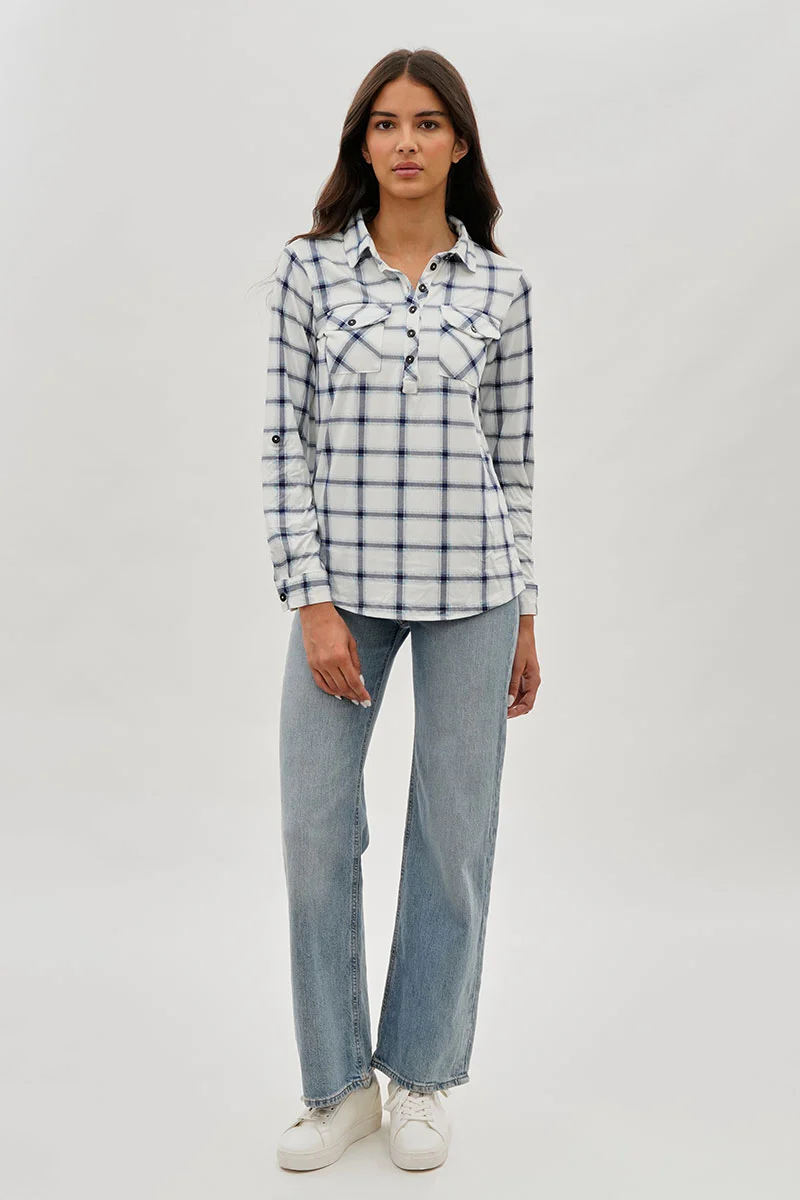 Urbanology Plaid Button Down Shirt - White - Image 5