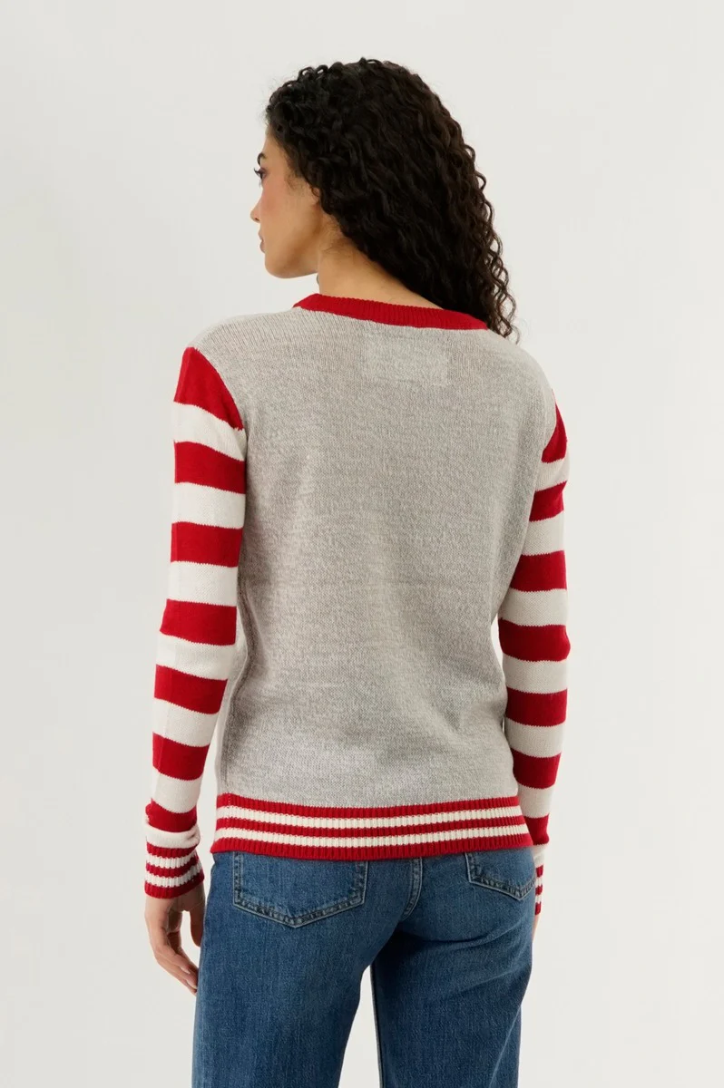 Festive Santa Claws Christmas Sweater - Red - Image 3