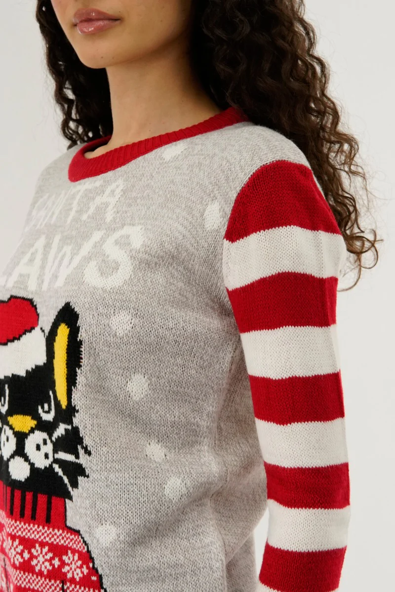 Festive Santa Claws Christmas Sweater - Red - Image 4