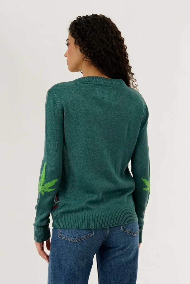 Festive Let's Get Baked Christmas Sweater - Green - Image 3