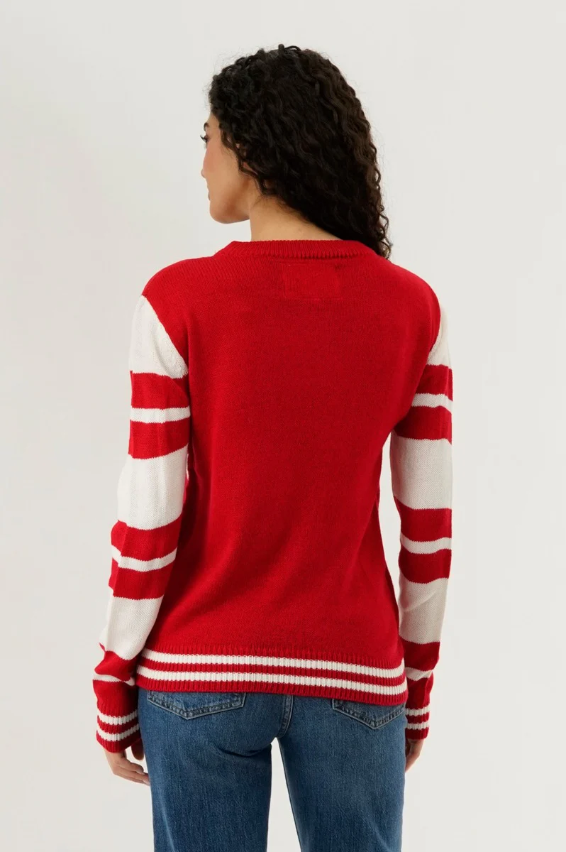 Festive Reindeer Christmas Sweater - Red - Image 3