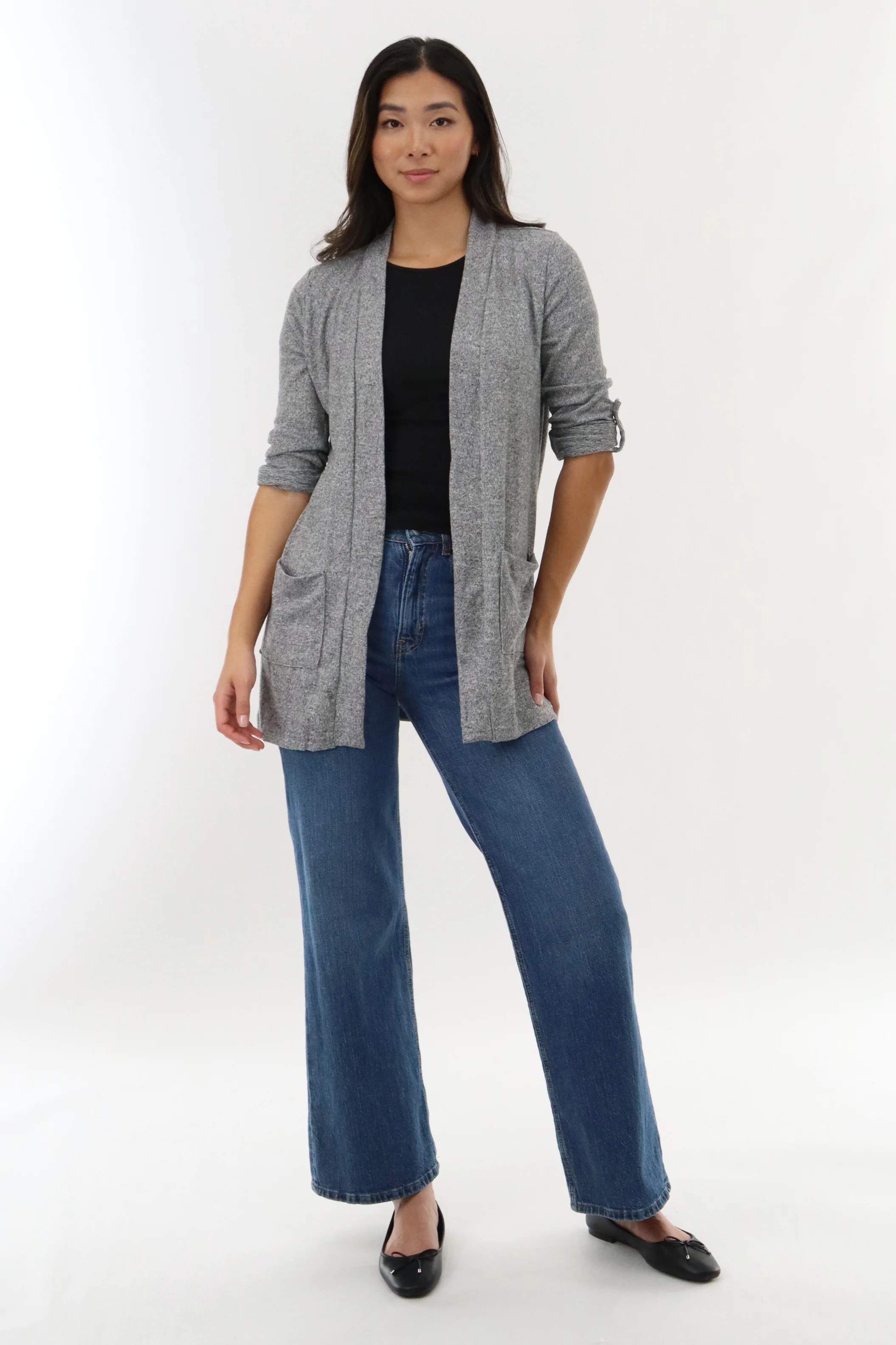 International INC Company Long Open Cardigan - Grey - Image 5