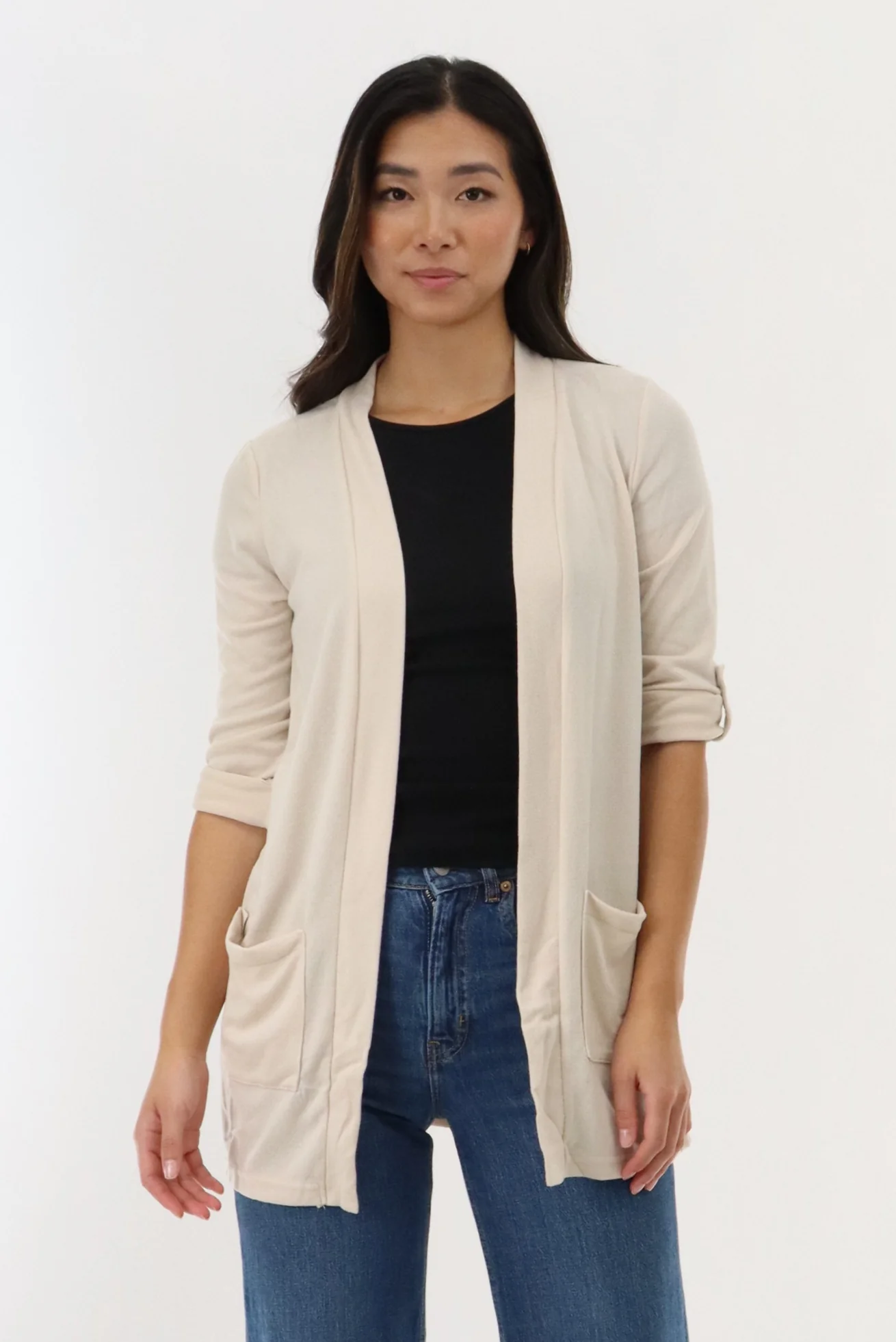 International INC Company Long Open Cardigan - Cream