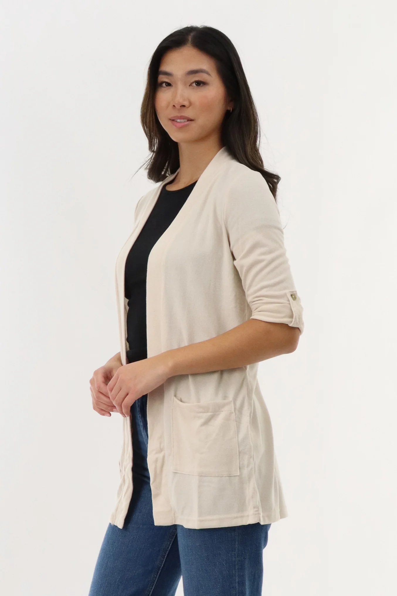 International INC Company Long Open Cardigan - Cream - Image 2