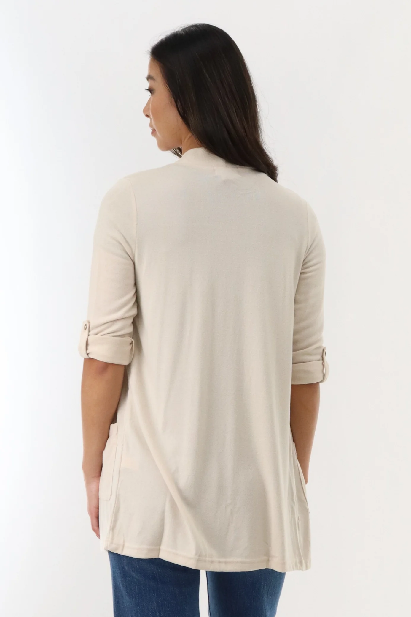 International INC Company Long Open Cardigan - Cream - Image 3