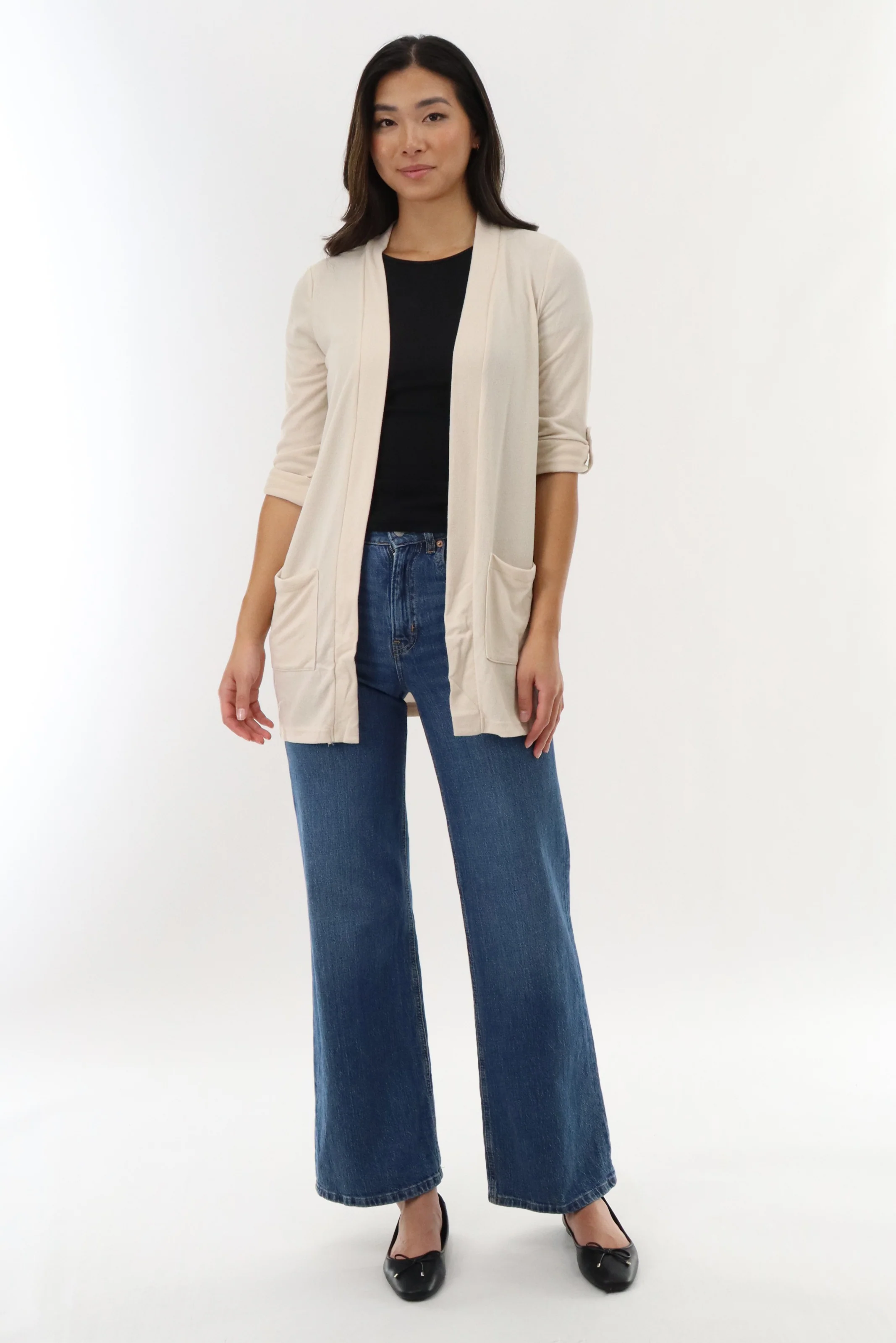 International INC Company Long Open Cardigan - Cream - Image 5