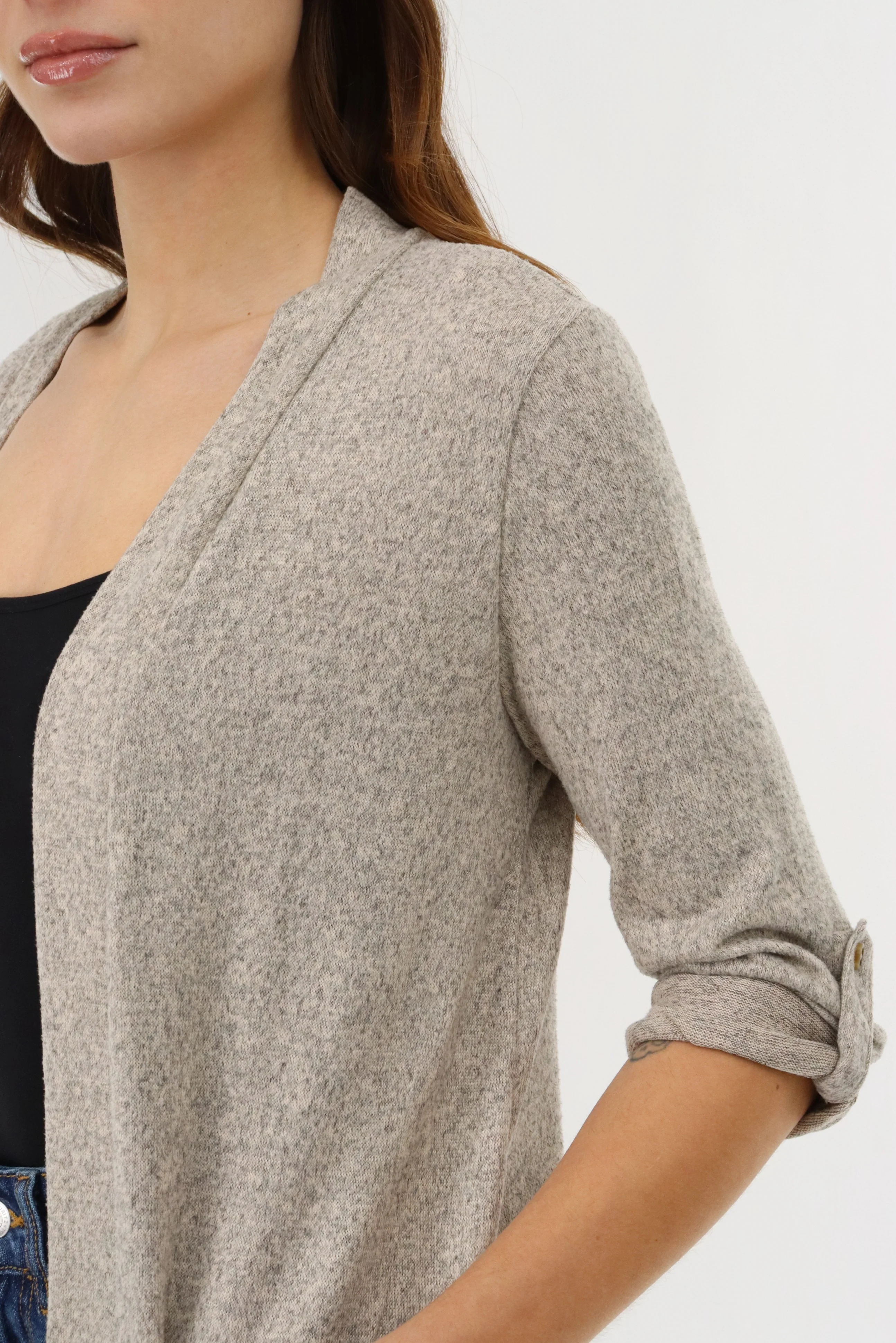 International INC Company Long Open Cardigan - Beige - Image 4