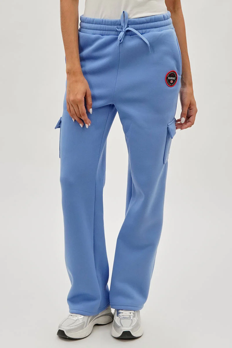 Fahrenheit Wide Leg Cargo Sweatpants - Blue