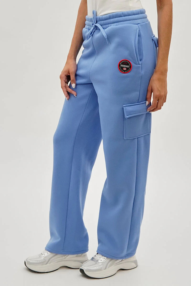 Fahrenheit Wide Leg Cargo Sweatpants - Blue - Image 2