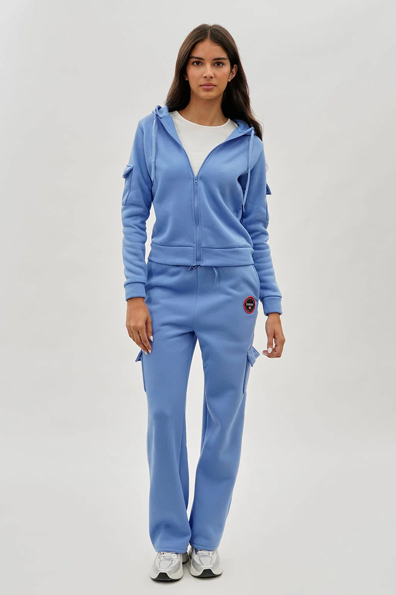 Fahrenheit Wide Leg Cargo Sweatpants - Blue - Image 5