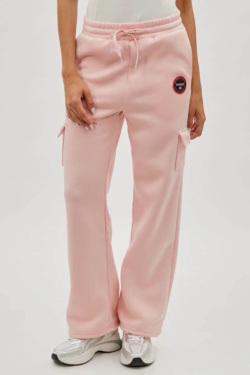 Fahrenheit Wide Leg Cargo Sweatpants - Blush
