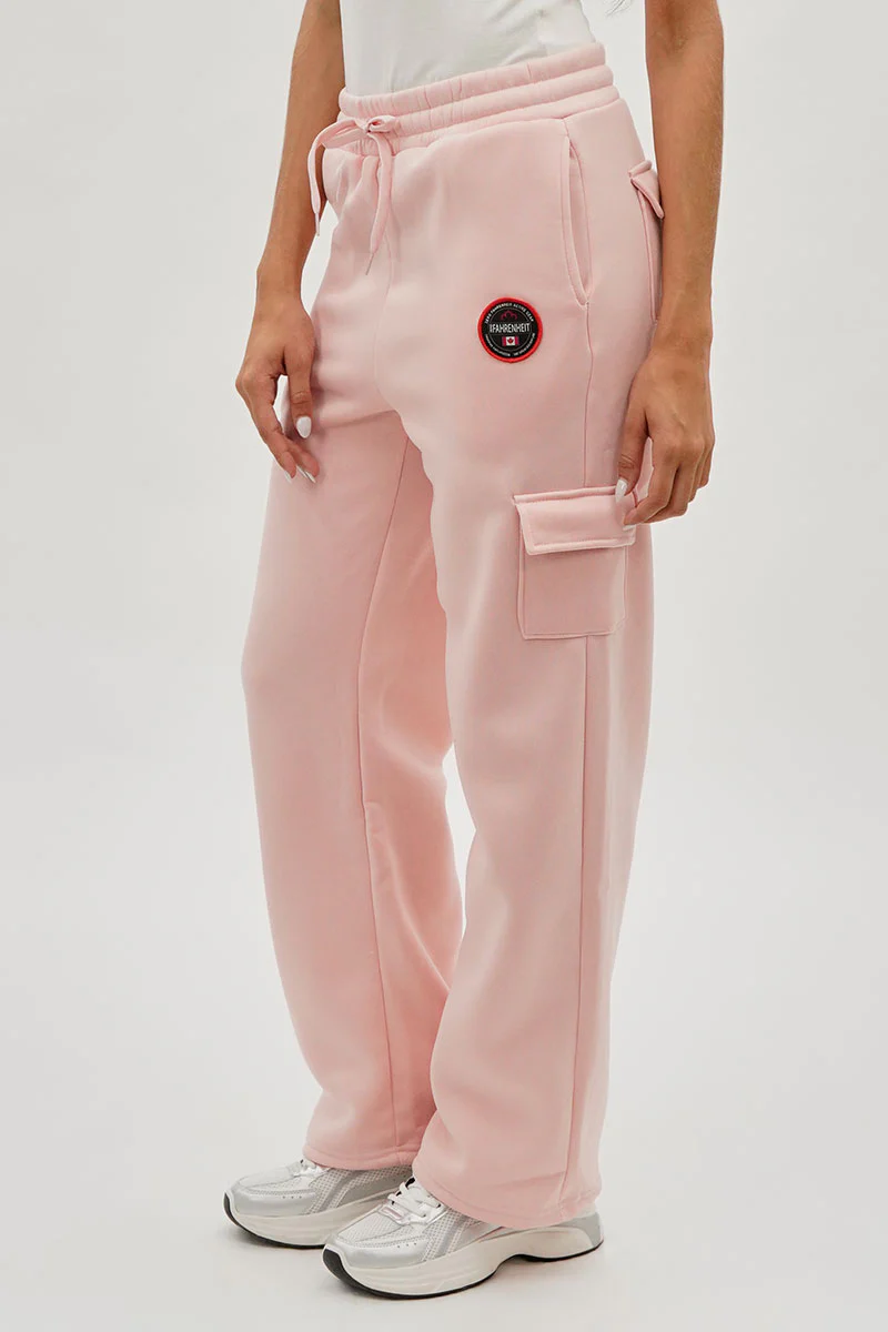 Fahrenheit Wide Leg Cargo Sweatpants - Blush - Image 2