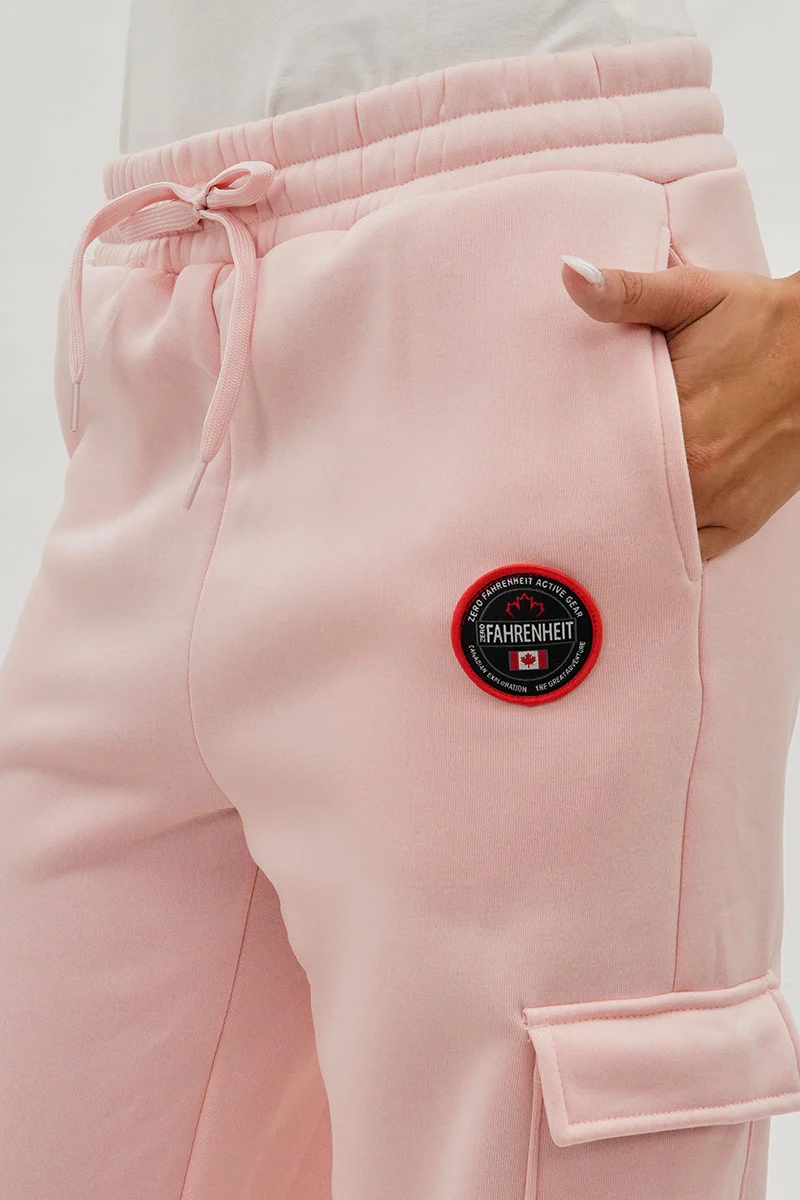 Fahrenheit Wide Leg Cargo Sweatpants - Blush - Image 4