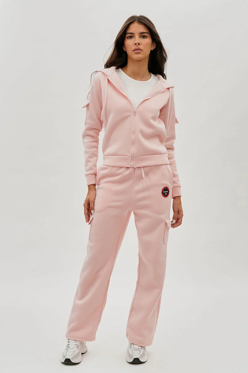 Fahrenheit Wide Leg Cargo Sweatpants - Blush - Image 5