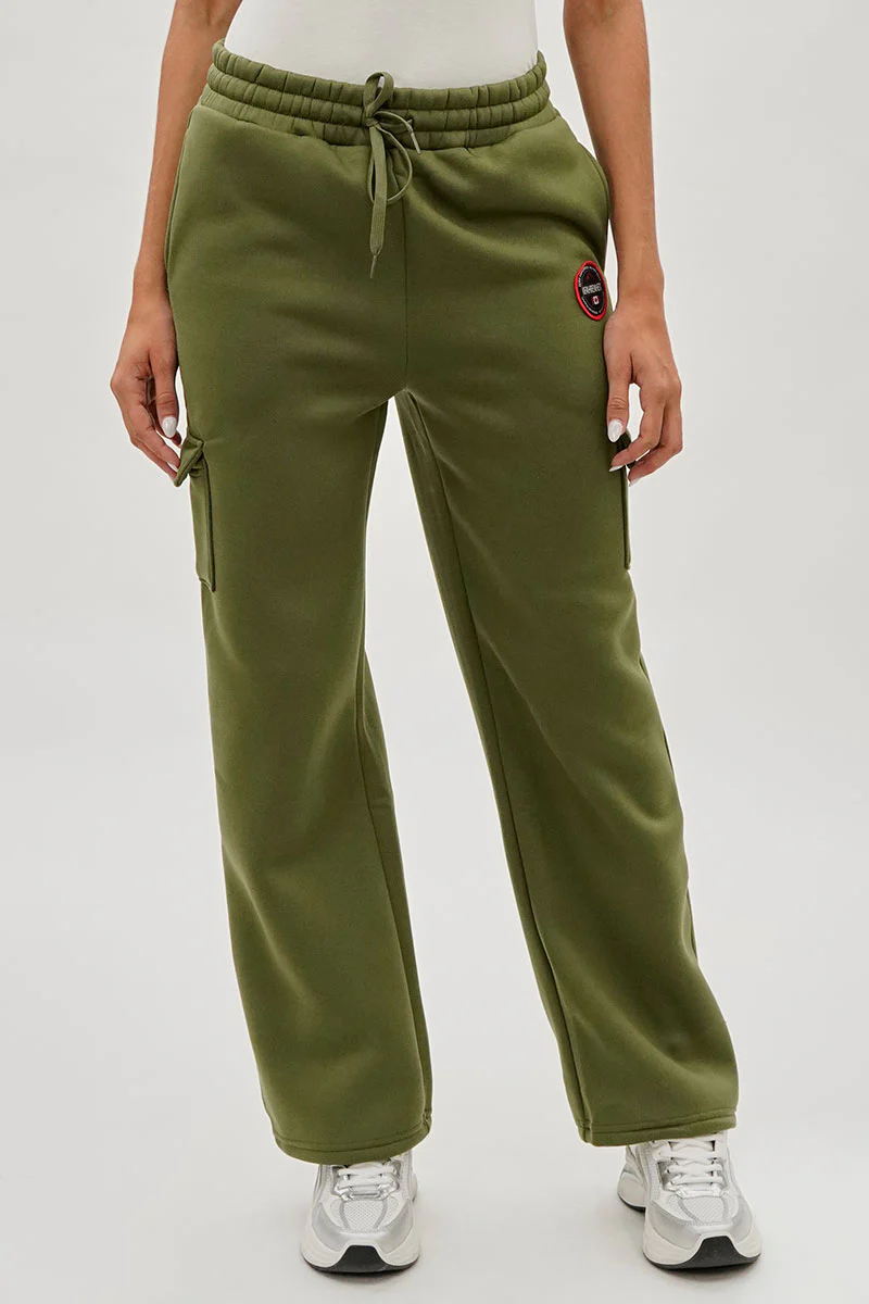 Fahrenheit Wide Leg Cargo Sweatpants - Olive