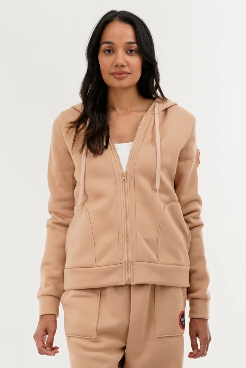 Fahrenheit Classic Zip Up Hoodie - Beige