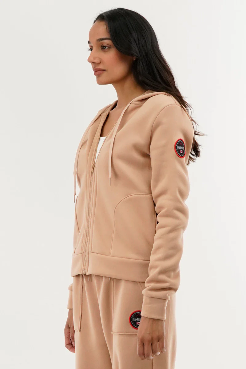 Fahrenheit Classic Zip Up Hoodie - Beige - Image 2