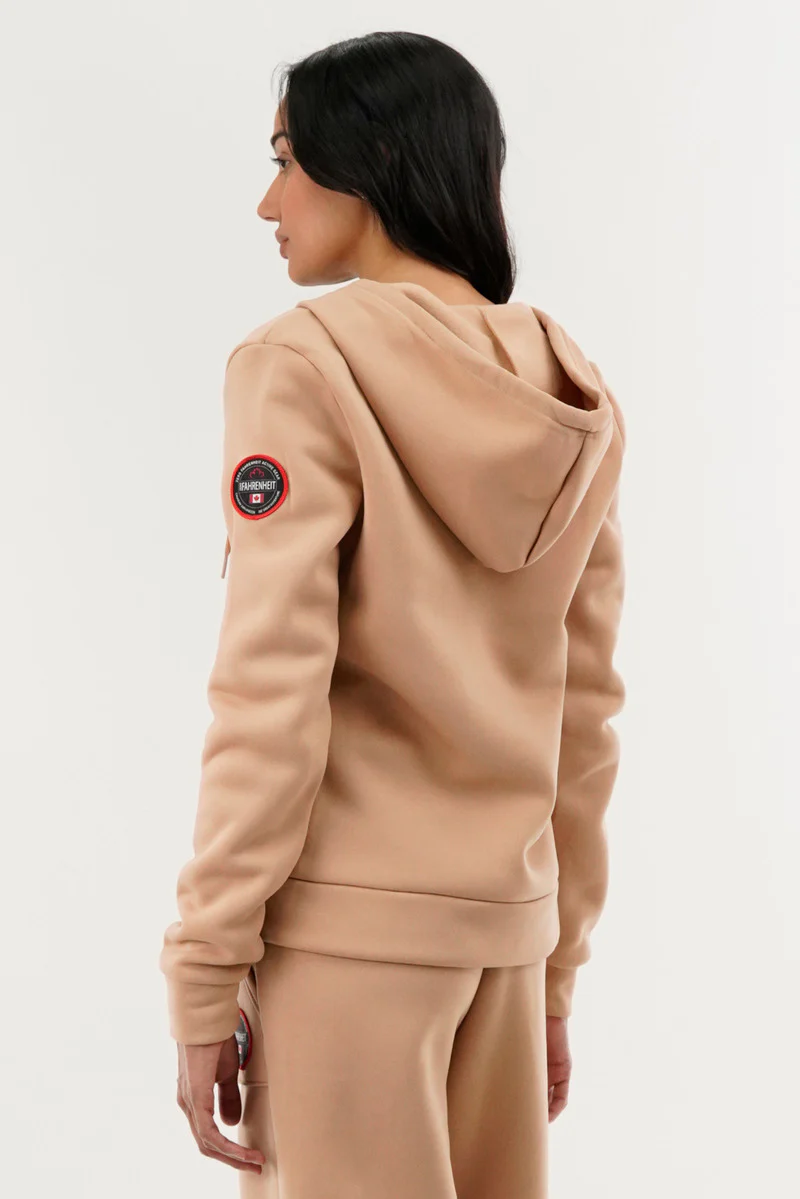 Fahrenheit Classic Zip Up Hoodie - Beige - Image 3