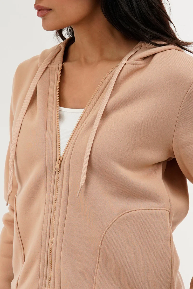 Fahrenheit Classic Zip Up Hoodie - Beige - Image 4