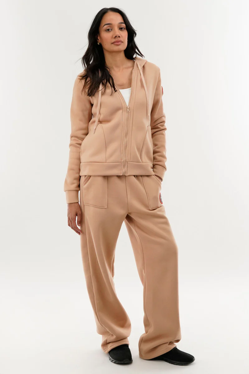 Fahrenheit Classic Zip Up Hoodie - Beige - Image 5