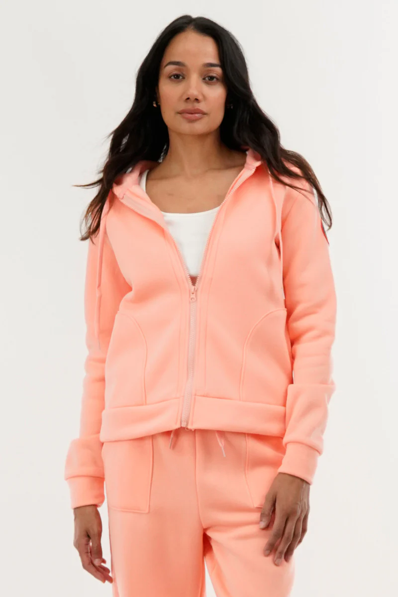 Fahrenheit Classic Zip Up Hoodie - Pink