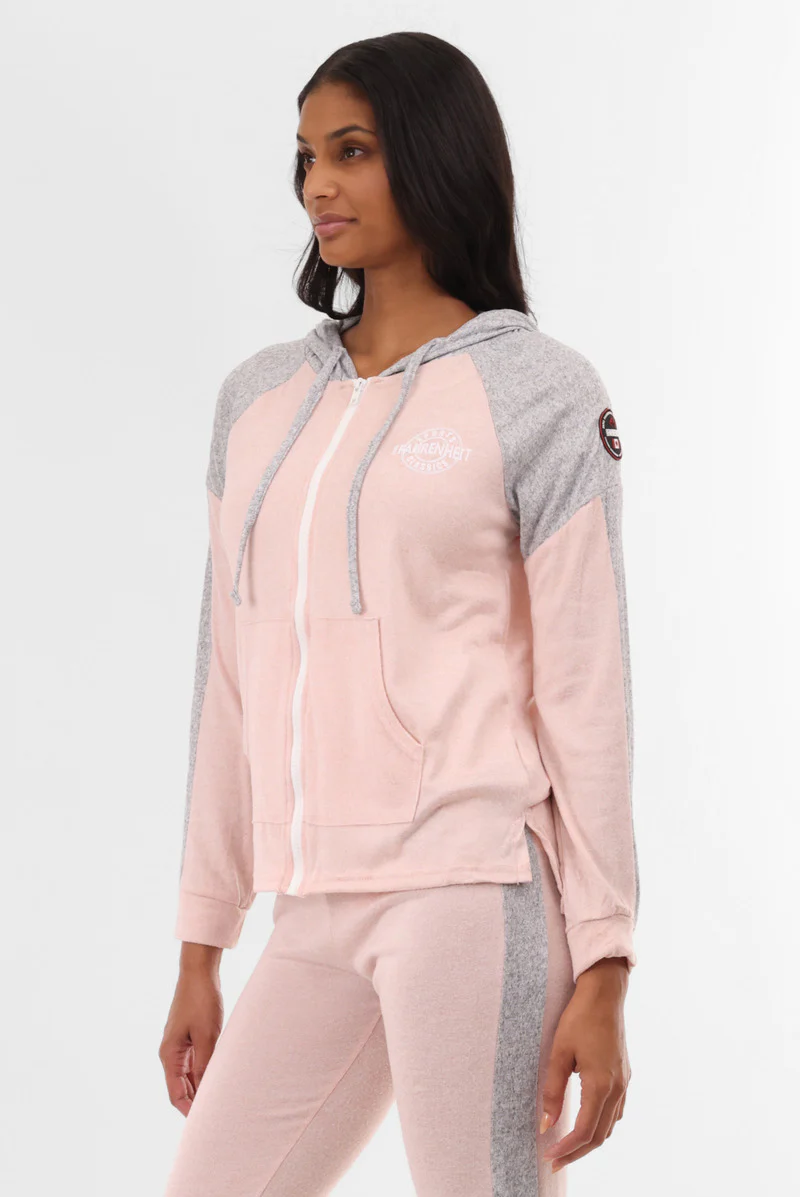 Fahrenheit Lightweight Zip Up Hoodie - Pink - Image 2