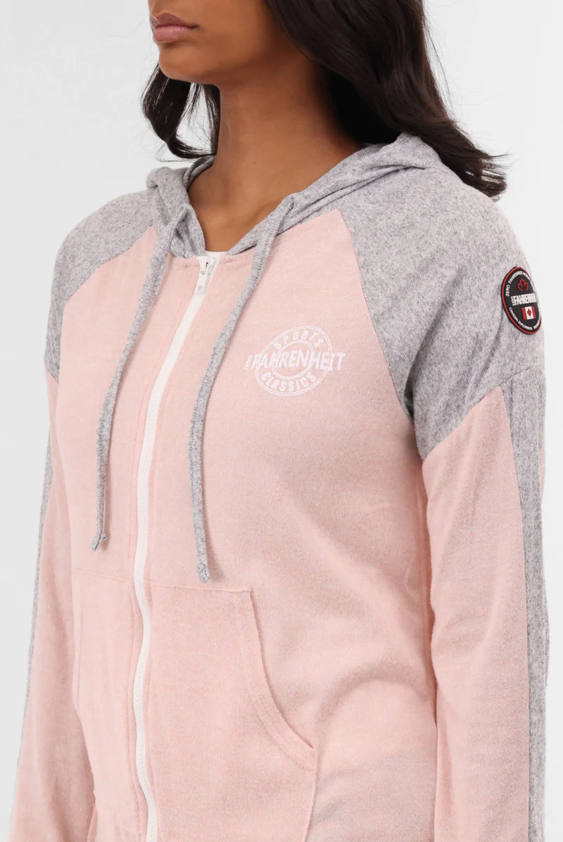 Fahrenheit Lightweight Zip Up Hoodie - Pink - Image 4