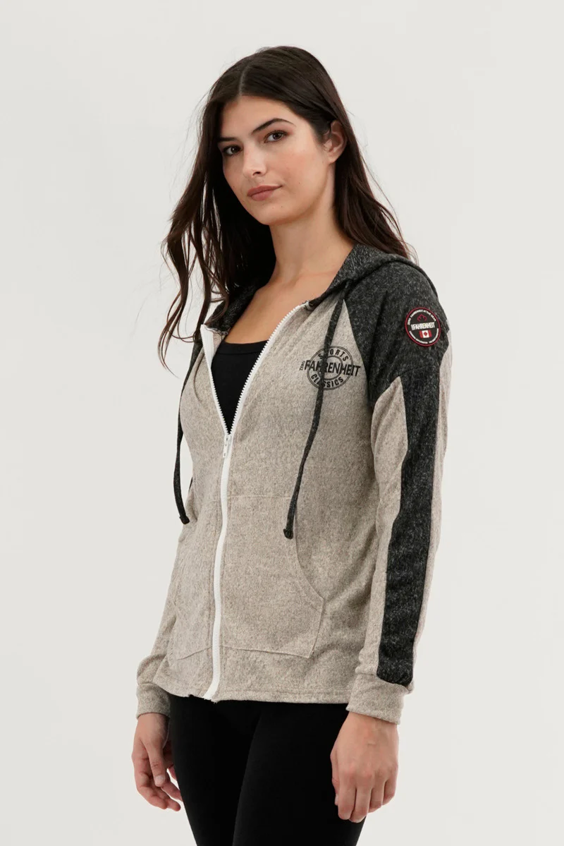 Fahrenheit Lightweight Zip Up Hoodie - Cream - Image 2