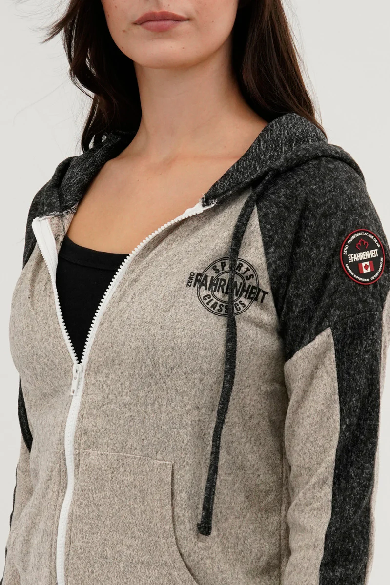 Fahrenheit Lightweight Zip Up Hoodie - Cream - Image 4