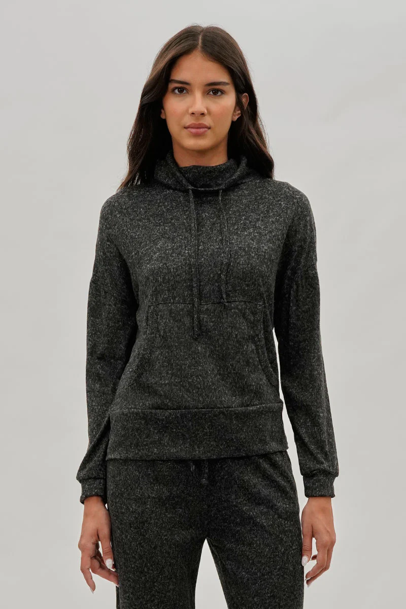 Fahrenheit Cowl Neck Sweatshirt - Black