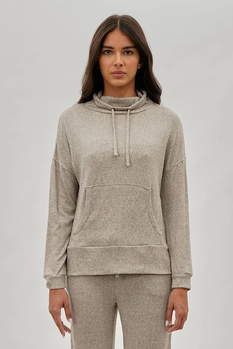 Fahrenheit Cowl Neck Sweatshirt - Cream