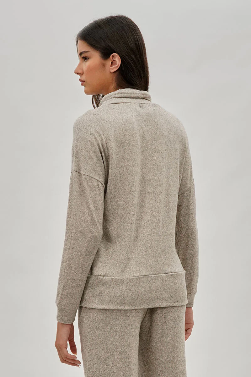 Fahrenheit Cowl Neck Sweatshirt - Cream - Image 3