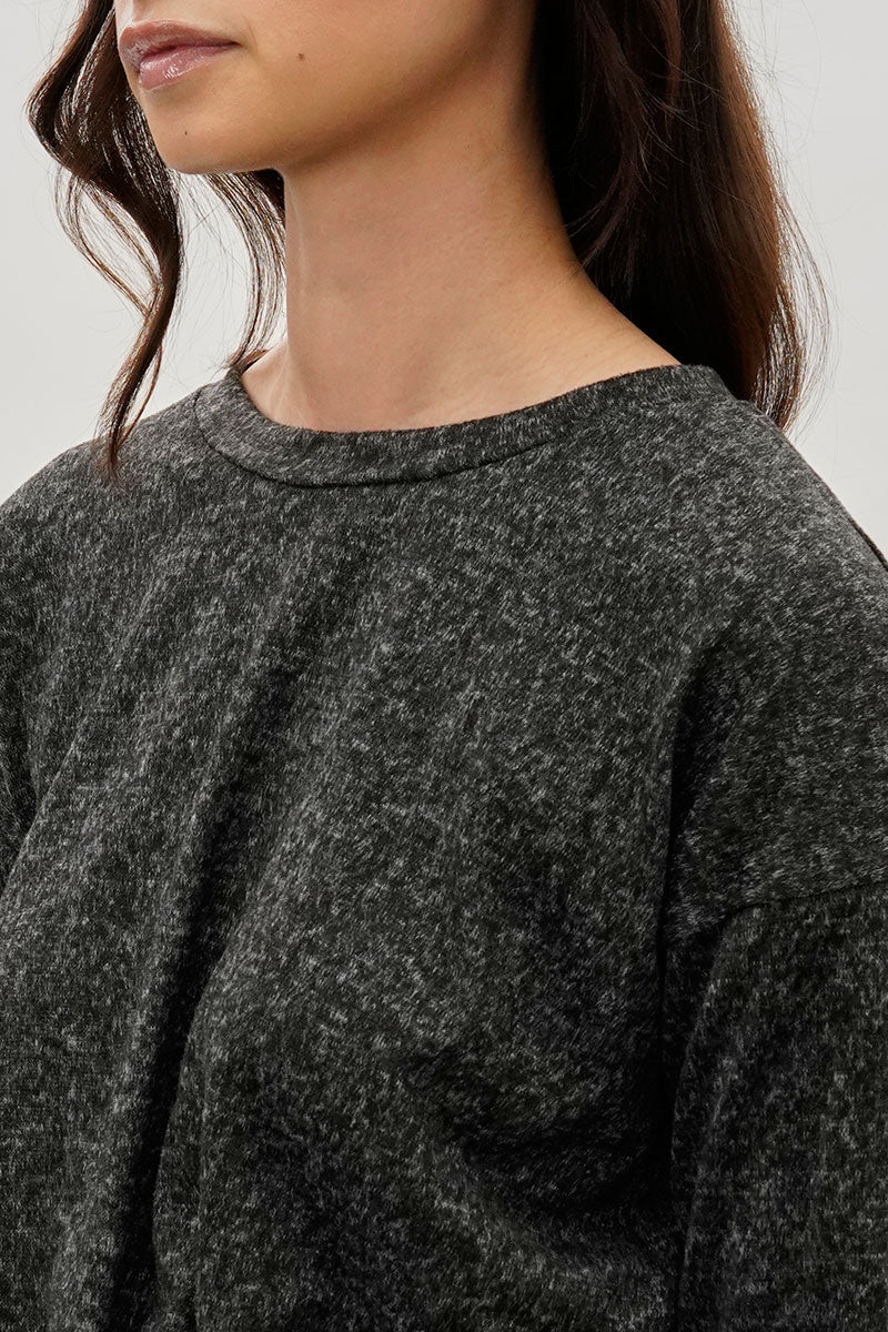 Fahrenheit Front Twist Drop Shoulder Long Sleeve Top - Black - Image 4