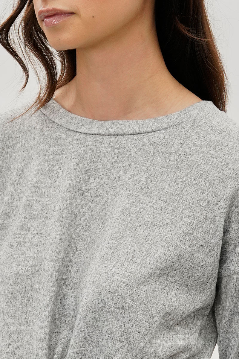 Fahrenheit Front Twist Drop Shoulder Long Sleeve Top - Grey - Image 4