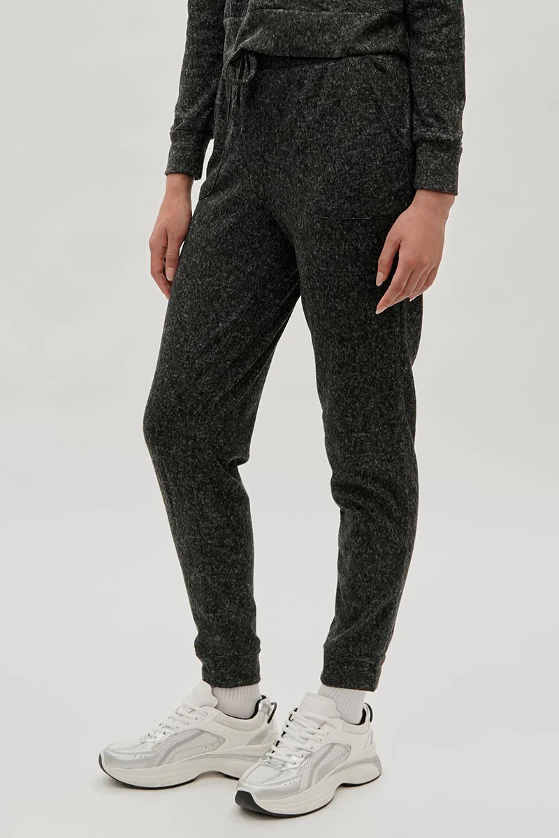 Fahrenheit Tie Waist Knit Joggers - Black - Image 2