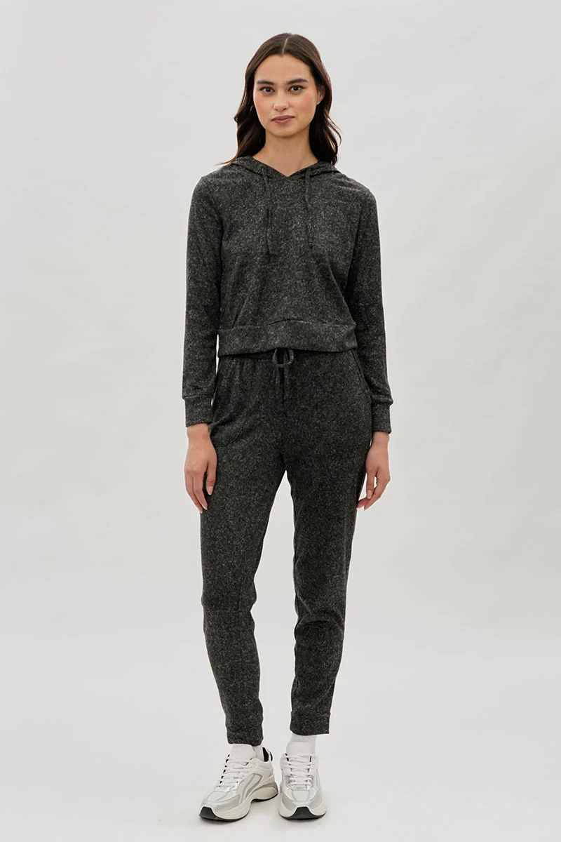 Fahrenheit Tie Waist Knit Joggers - Black - Image 5