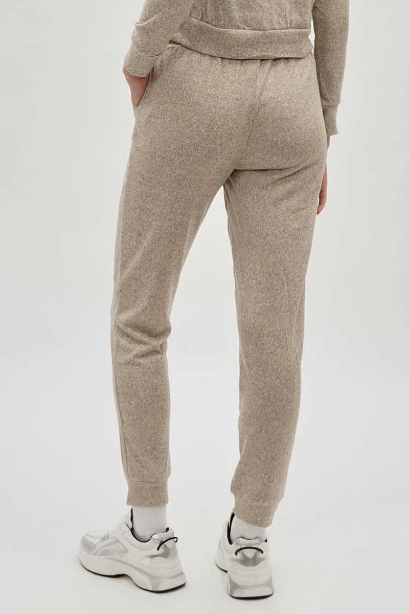 Fahrenheit Tie Waist Knit Joggers - Cream - Image 3