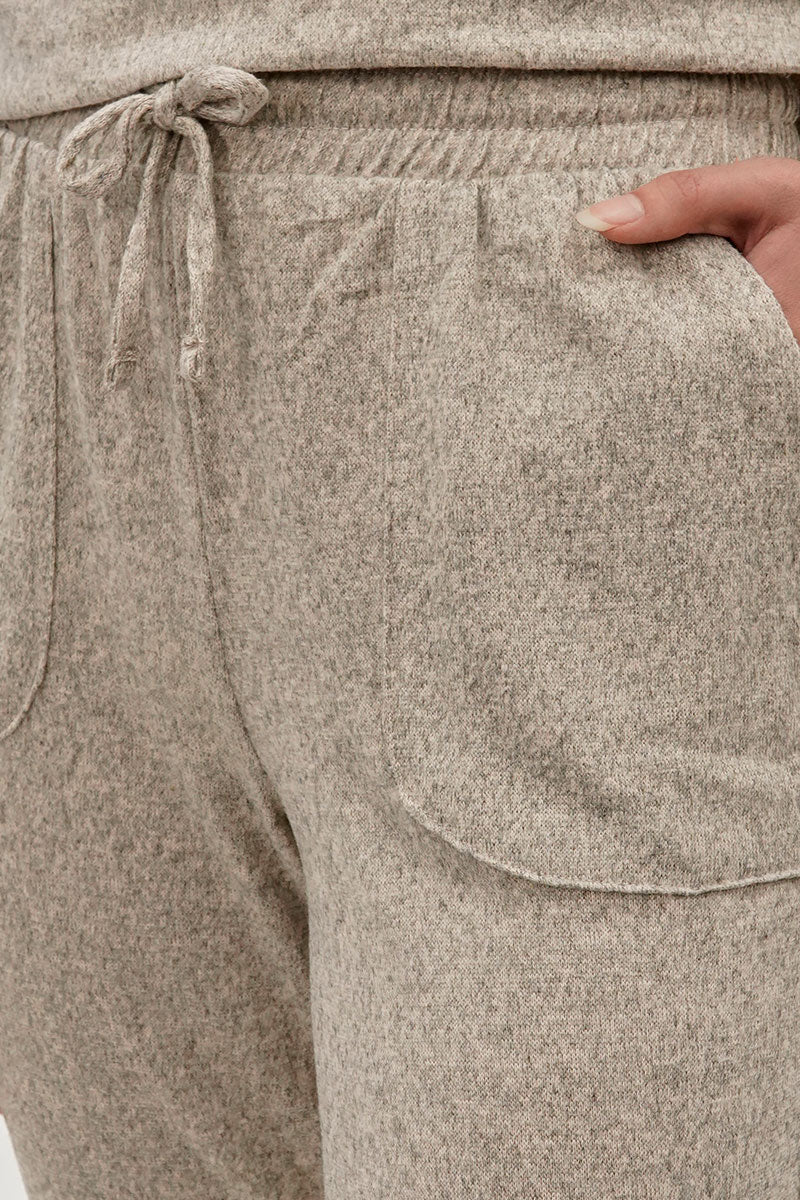 Fahrenheit Tie Waist Knit Joggers - Cream - Image 4
