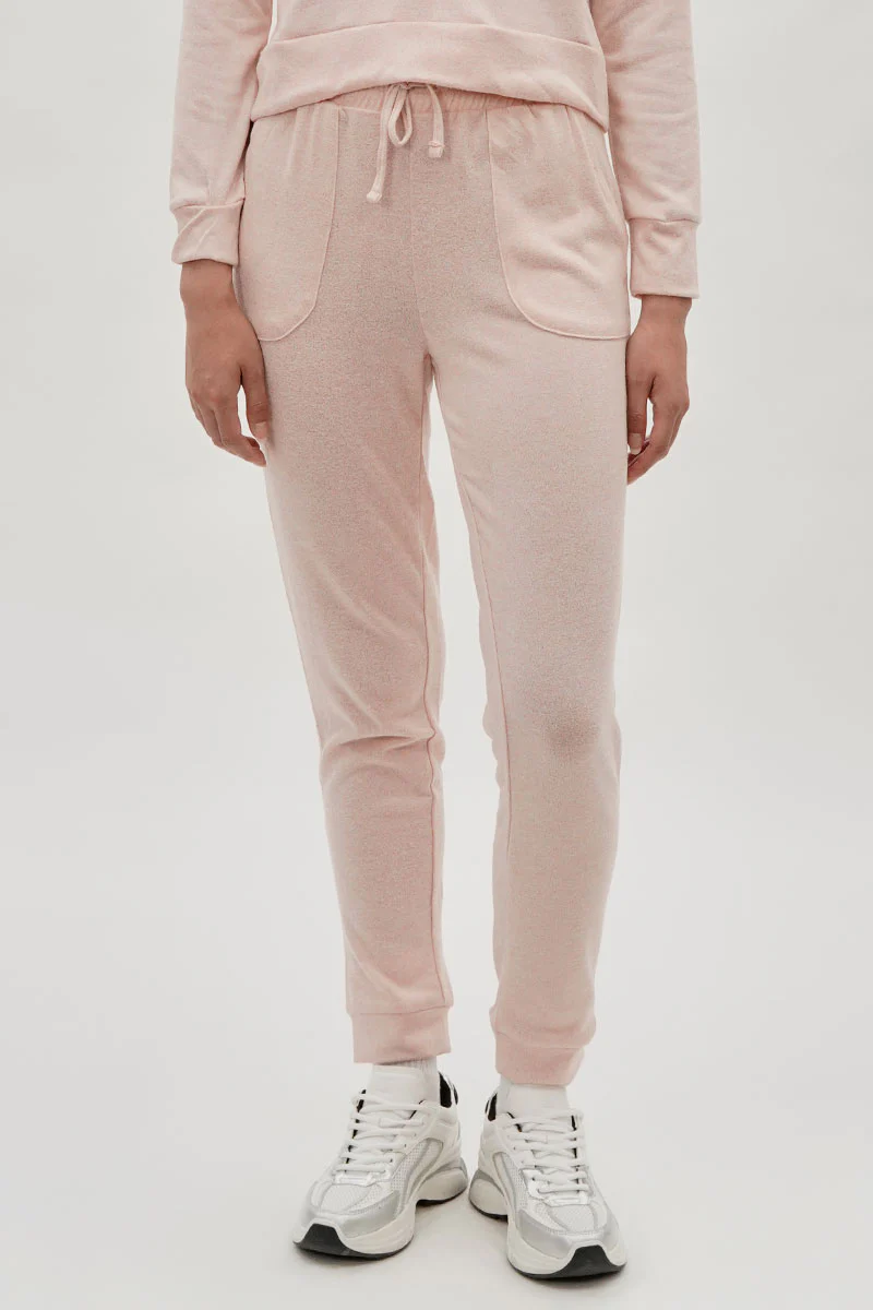 Fahrenheit Tie Waist Knit Joggers - Blush