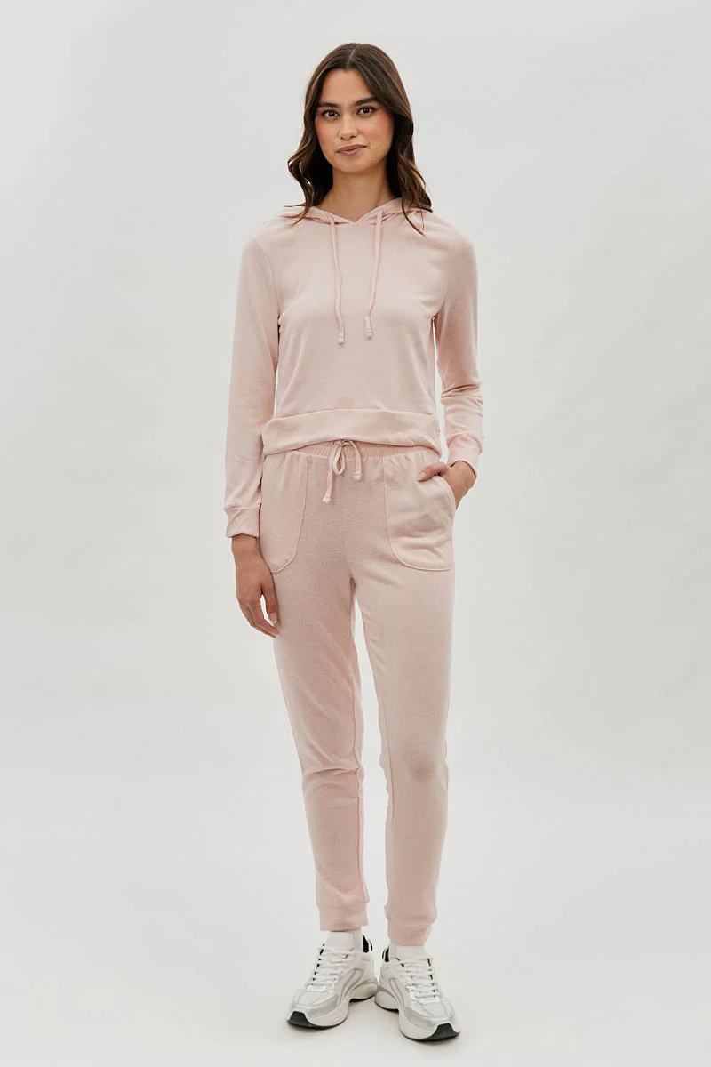 Fahrenheit Tie Waist Knit Joggers - Blush - Image 5
