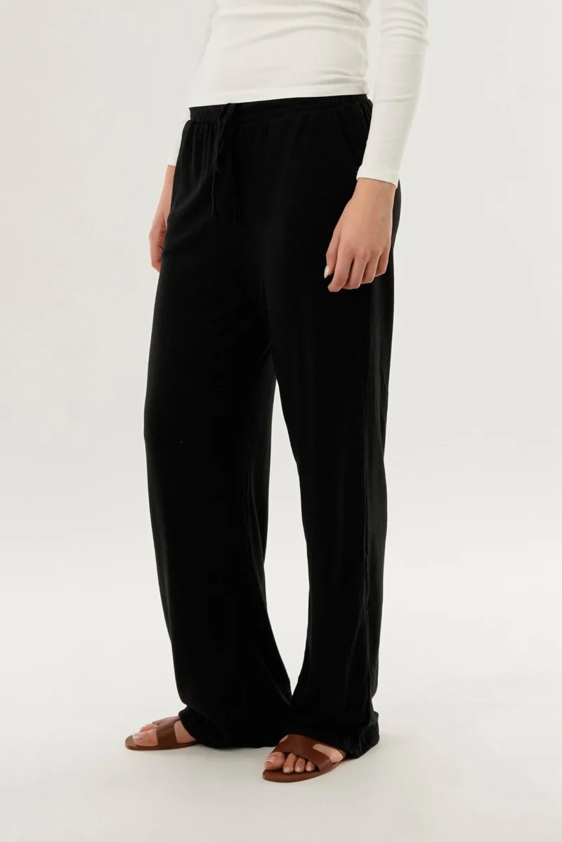 International INC Company Wide Leg Knit Sweatpants - Black - Image 2