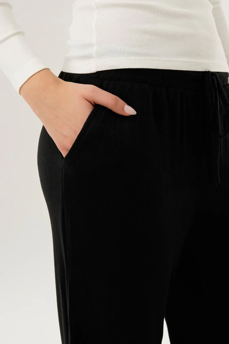 International INC Company Wide Leg Knit Sweatpants - Black - Image 4