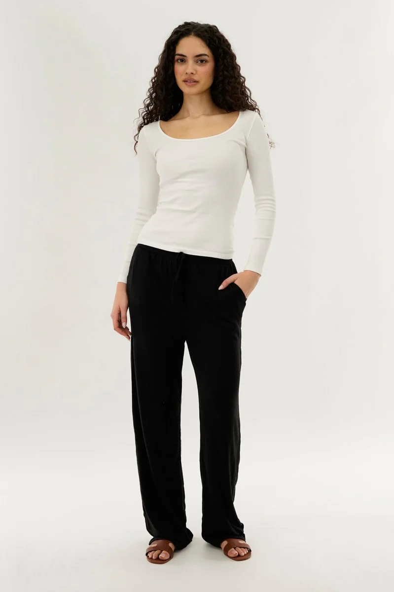 International INC Company Wide Leg Knit Sweatpants - Black - Image 5