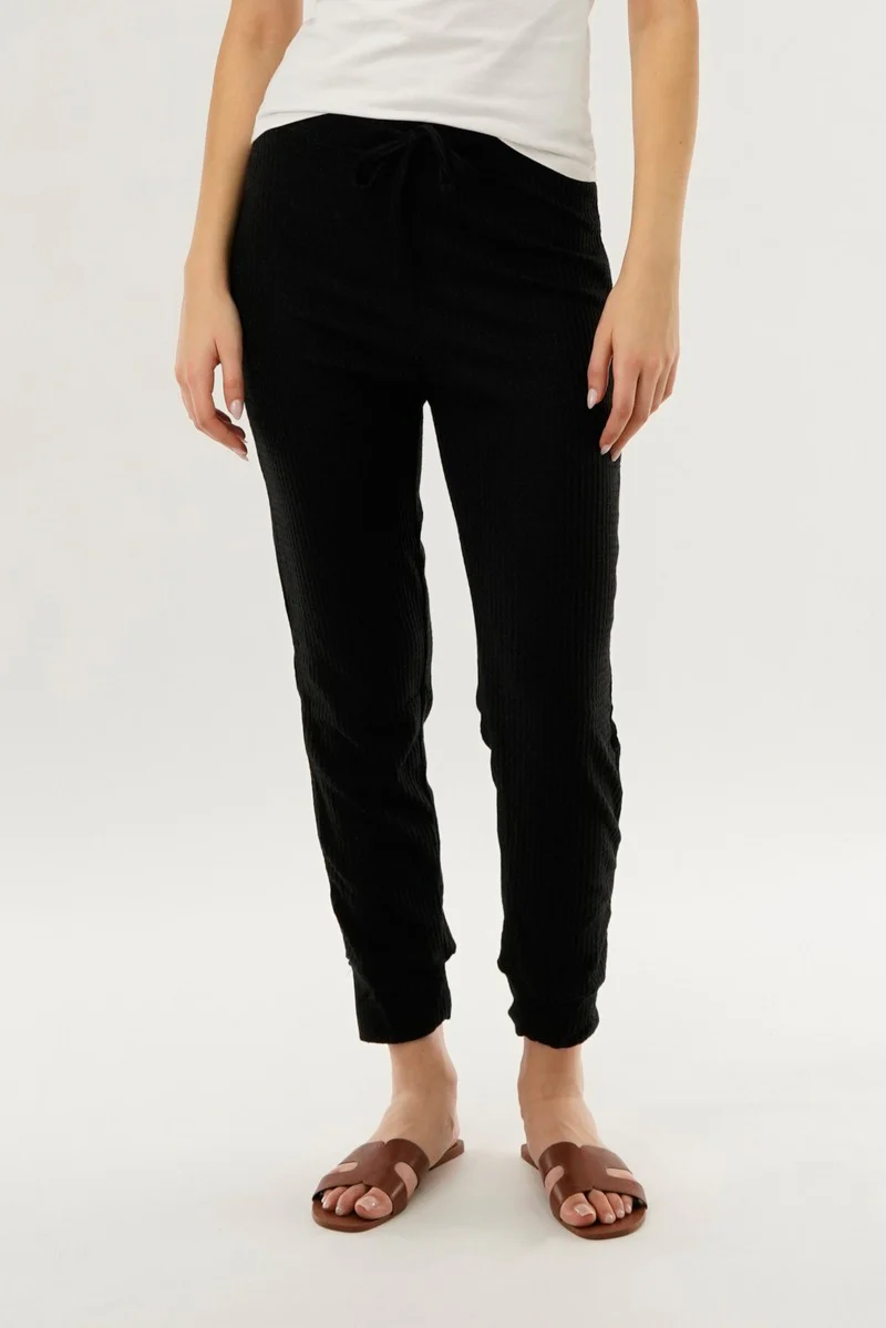International INC Company Waffle Knit Joggers - Black