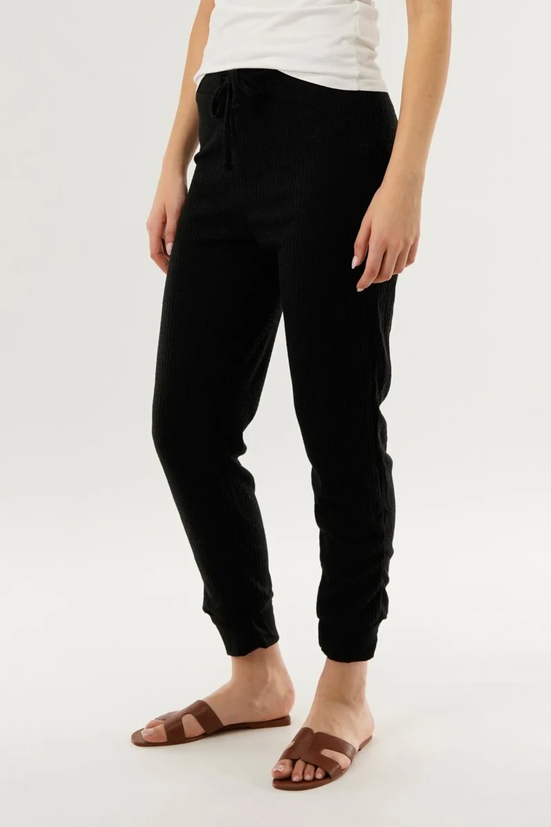 International INC Company Waffle Knit Joggers - Black - Image 2
