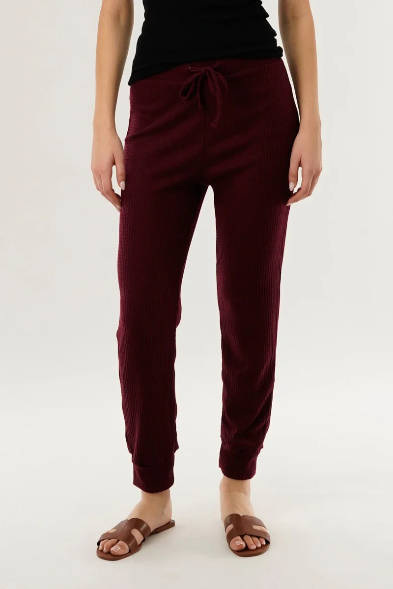 International INC Company Waffle Knit Joggers - Burgundy