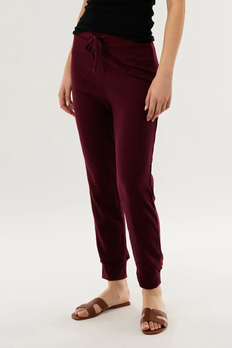 International INC Company Waffle Knit Joggers - Burgundy - Image 2