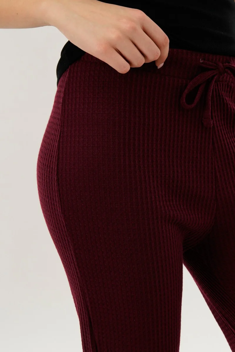 International INC Company Waffle Knit Joggers - Burgundy - Image 4