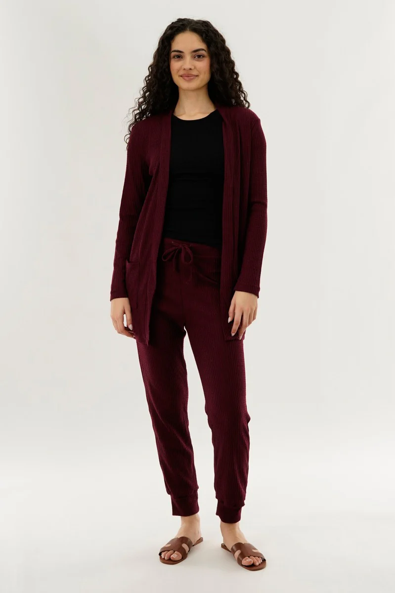 International INC Company Waffle Knit Joggers - Burgundy - Image 5