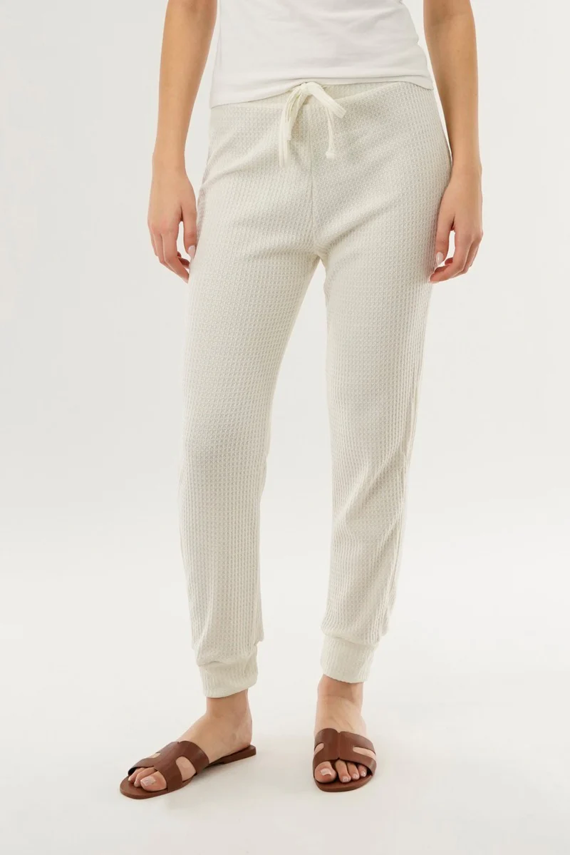 International INC Company Waffle Knit Joggers - Cream